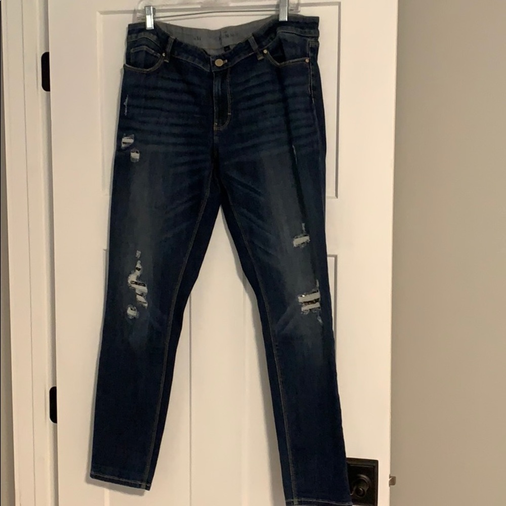 Distressed Skinny Jeans with Sequin Detail